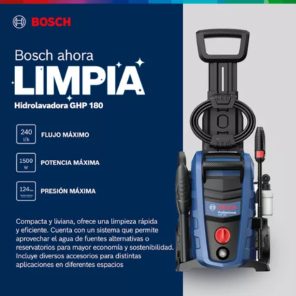 Hidrolavadora Eléctrica Bosch GHP 180 1500W 124bar - Imagen 2