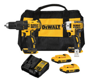 Kit Taladro Percutor + Atornillador de Impacto 20V + 2 Baterías Dewalt 2.0Ah