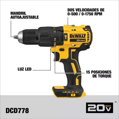 Kit Taladro Percutor + Atornillador de Impacto 20V + 2 Baterías Dewalt (DCK223D2) con Tercera Batería de Regalo - Imagen 2