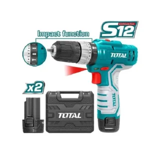 Taladro Atornillador Inalámbrico 12V 2 Baterías Total